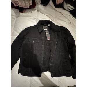 Levi's Womens Trucker Jacket Black Premium Ex-Boyfriend Button Up Size M NWT